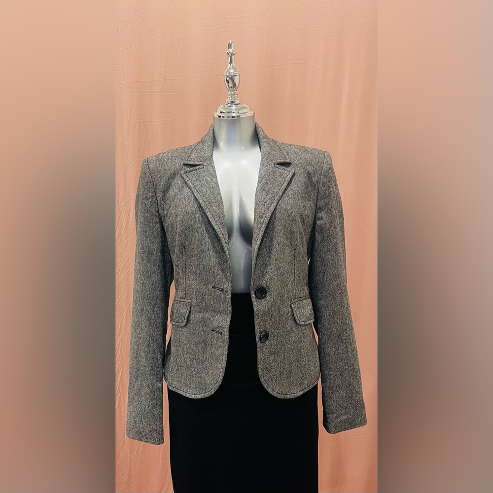 Women's Grey Tailored Tweed Blazer Jacket